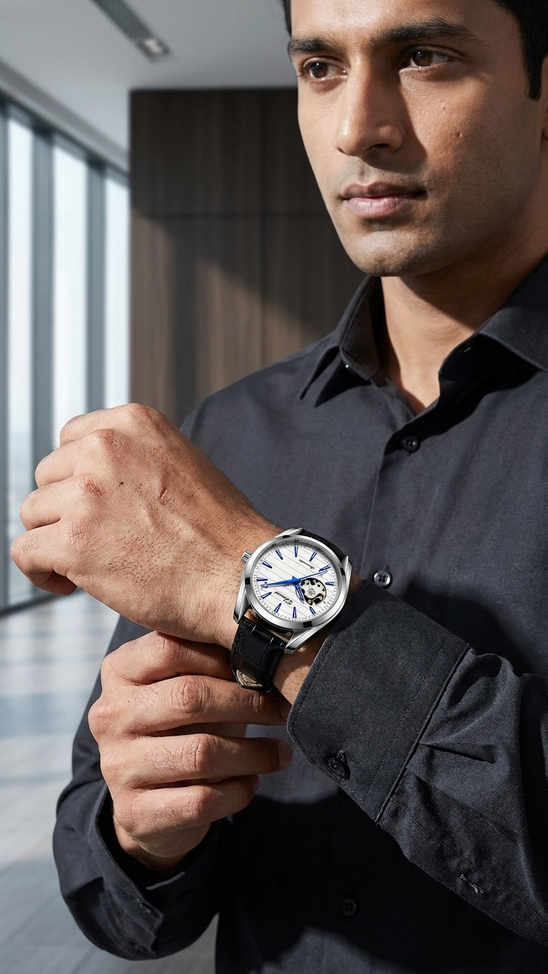 Chenxi Open-Heart Automatic — Silver Blue